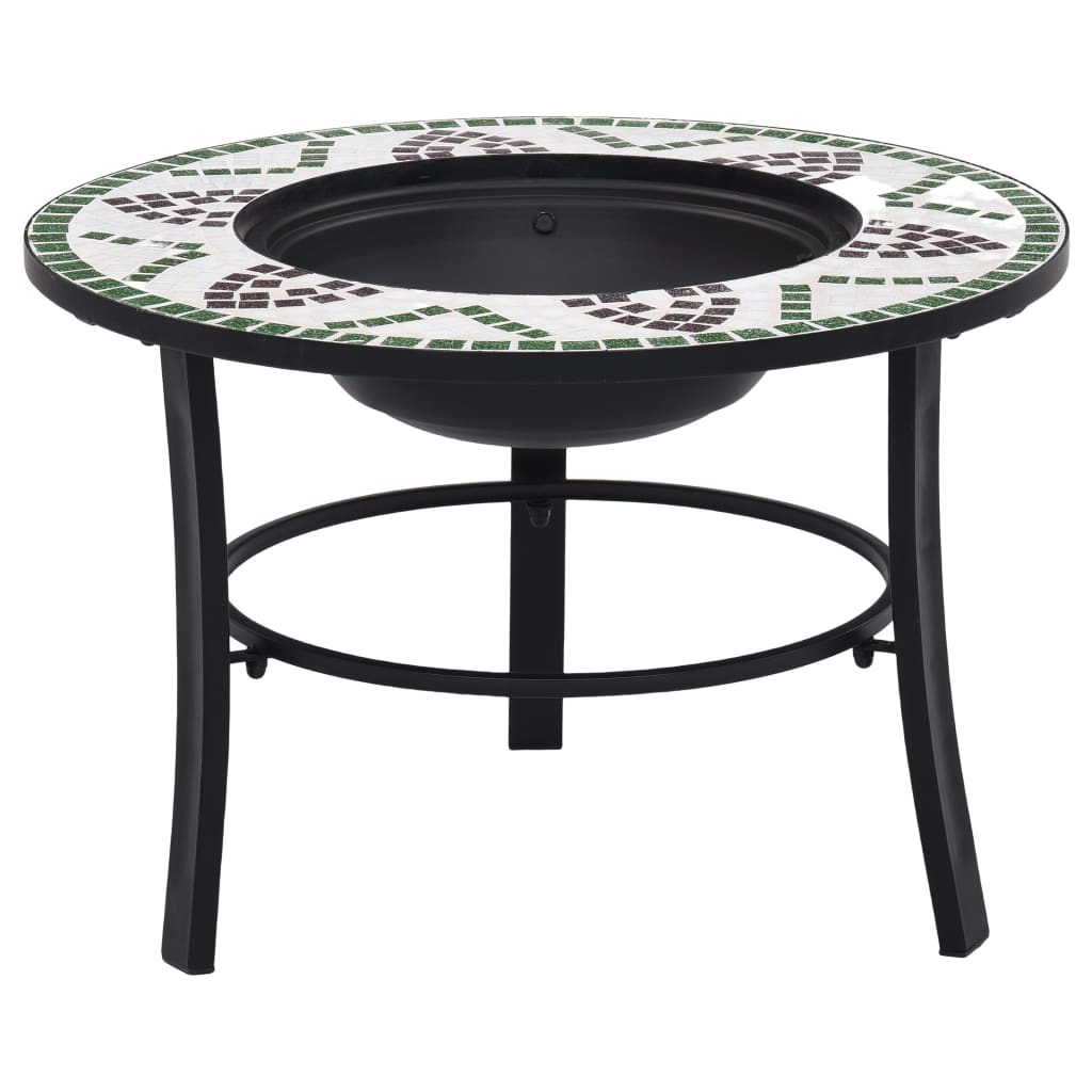vidaXL Mozaikové ohnisko, zelené 68 cm, keramika