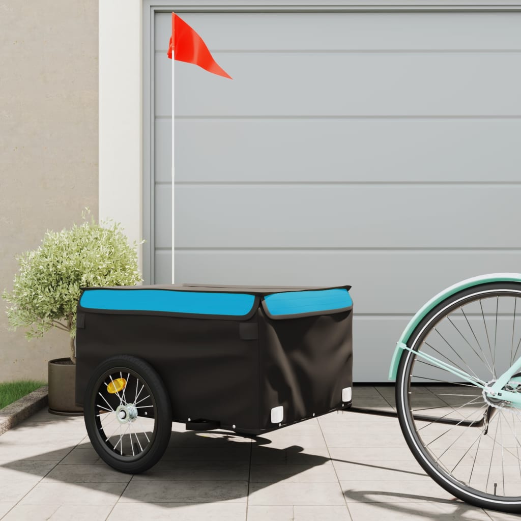 vidaXL Vozík za bicykel, čierno modrý 45 kg, železo