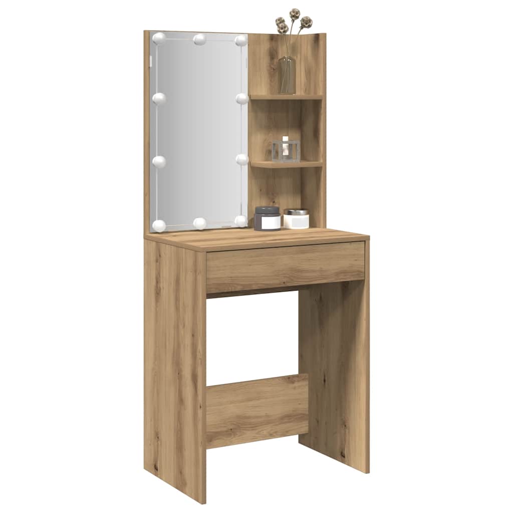 vidaXL Toaletný stolík s LED dub artisan 60x40x140 cm