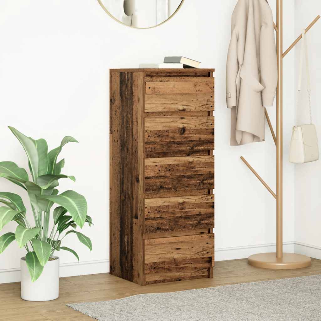 vidaXL Komoda so zásuvkami, staré drevo 37,5x35x99cm, kompozitné drevo