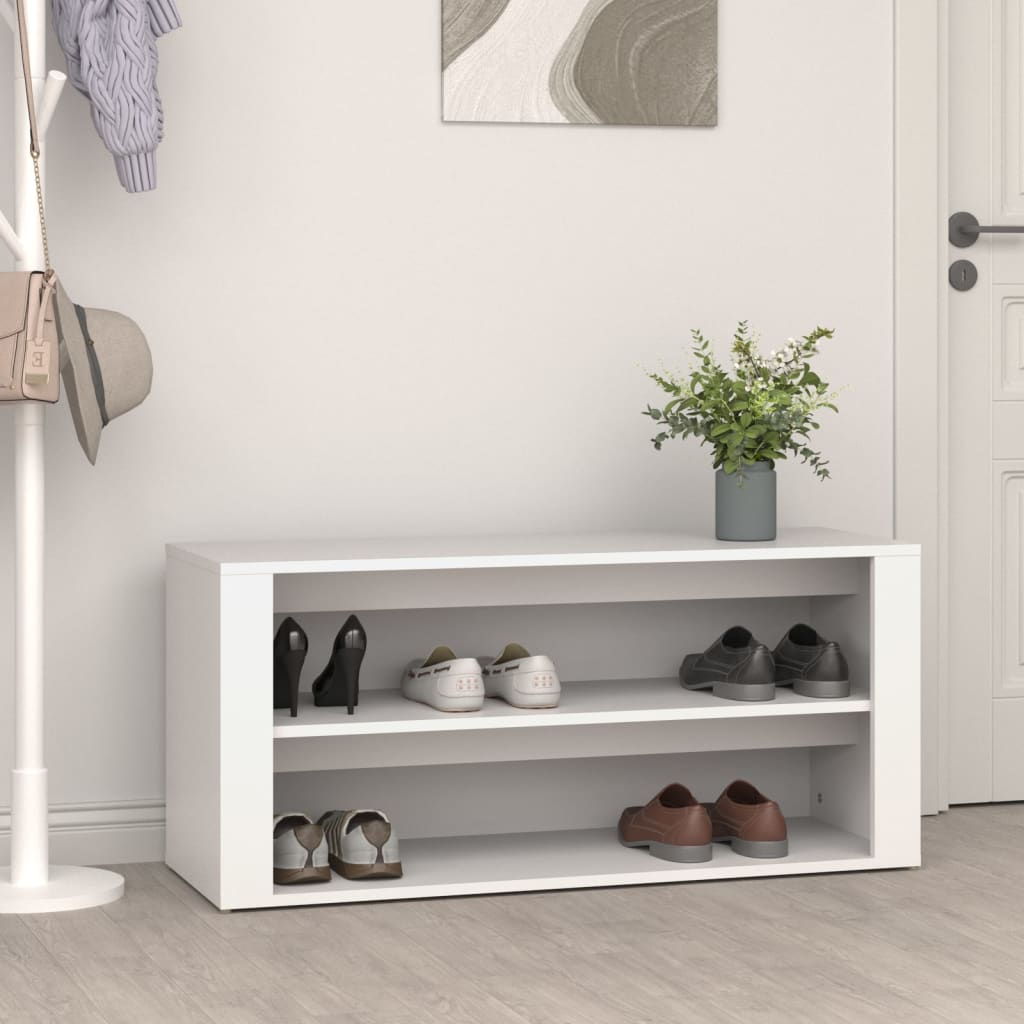 vidaXL Regál na topánky biely 100x35x45 cm spracované drevo