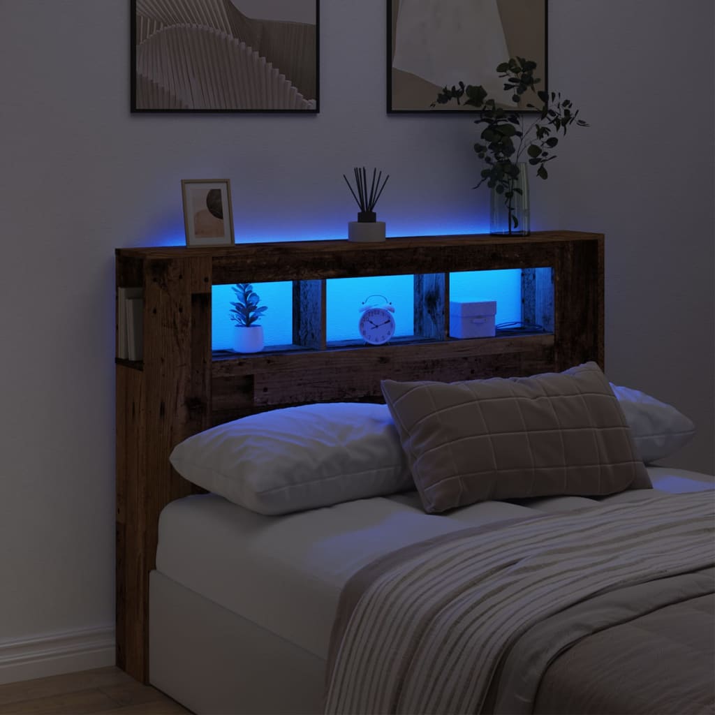 vidaXL Čelo s LED staré drevo 140x18,5x103,5 cm kompozitné drevo