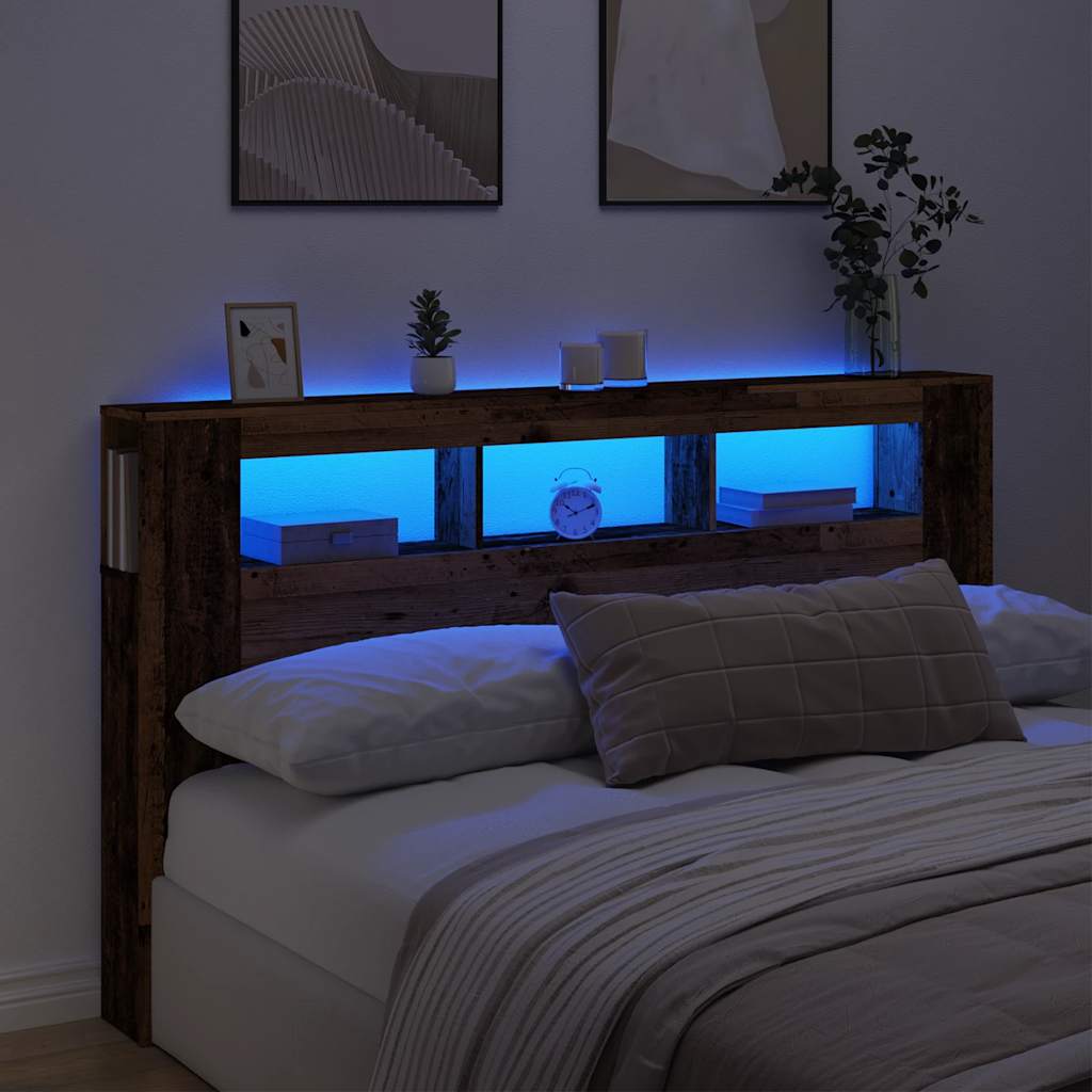 vidaXL Čelo s LED staré drevo 180x18,5x103,5 cm kompozitné drevo