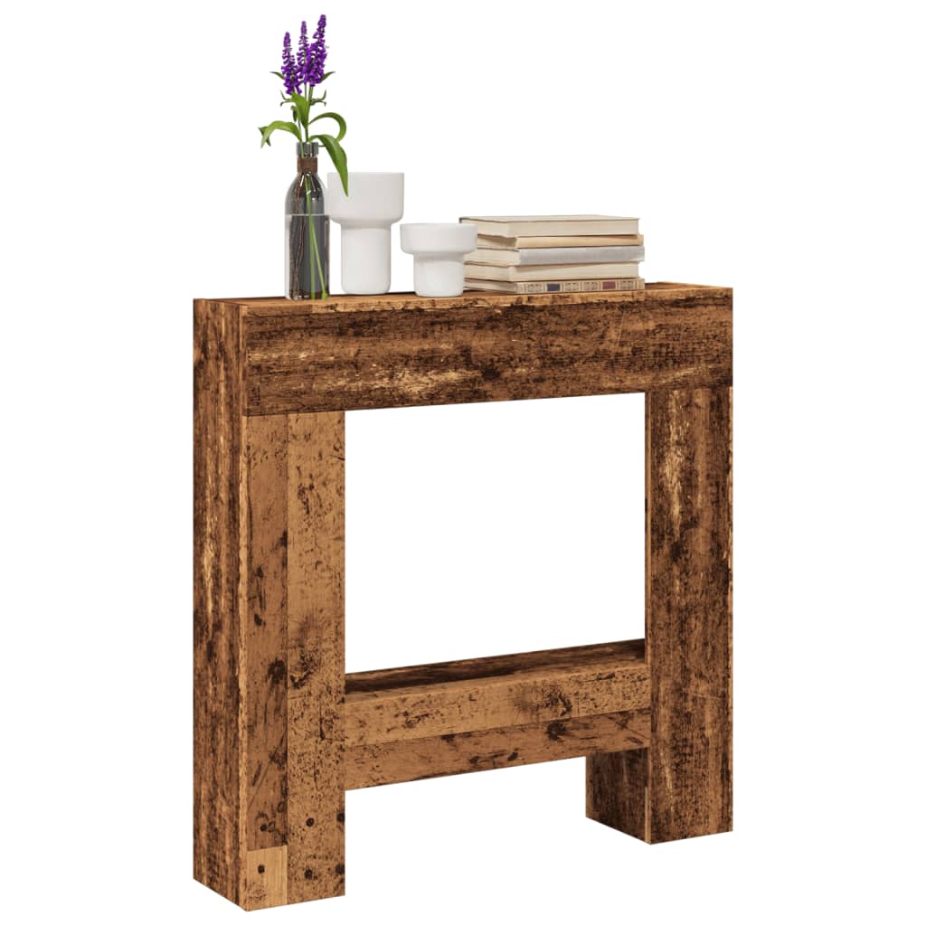 vidaXL Obloženie krbu staré drevo 81x18x82 cm kompozitné drevo