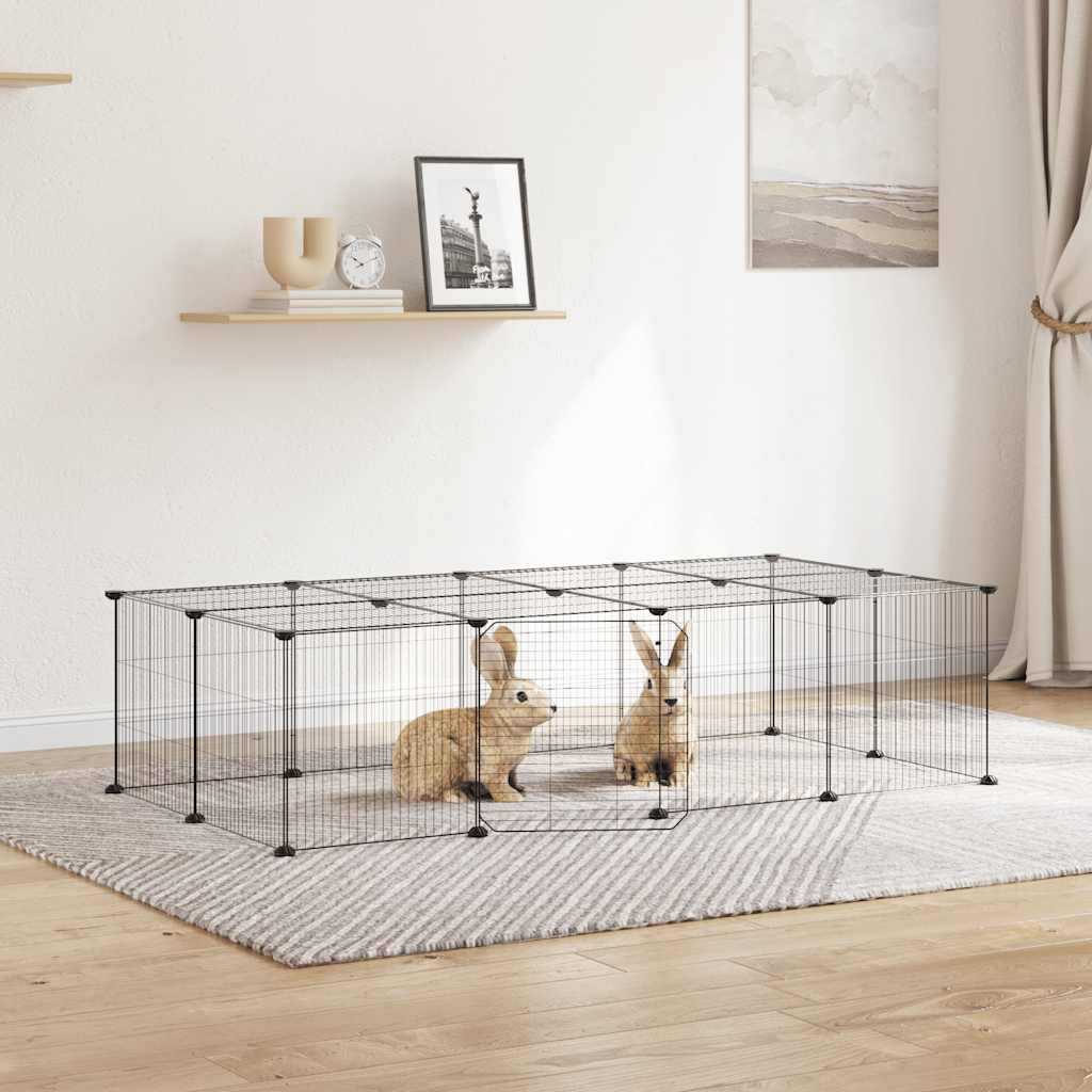 vidaXL 20-panelová klietka pre domáce zvieratá čierna 140x70x35 cm oceľ
