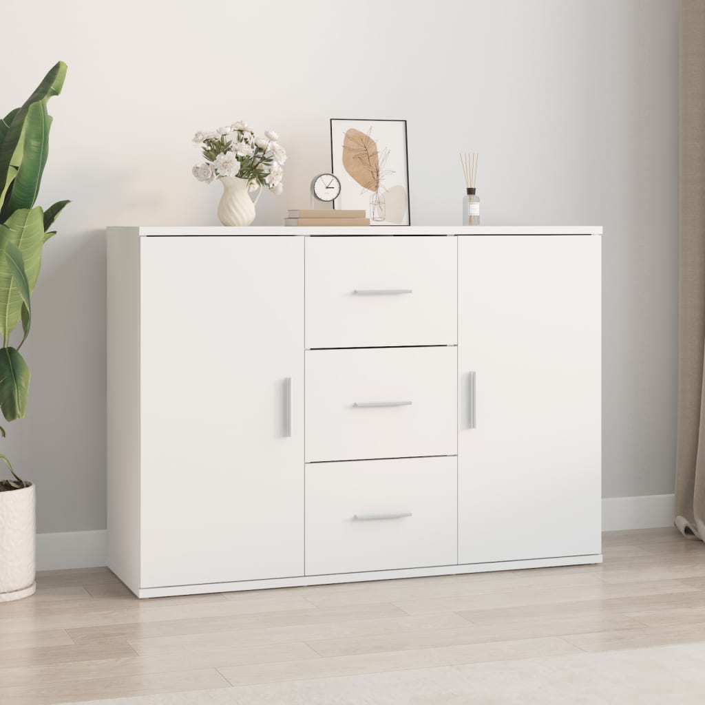 vidaXL Komoda biela 91x29,5x65 cm kompozitné drevo