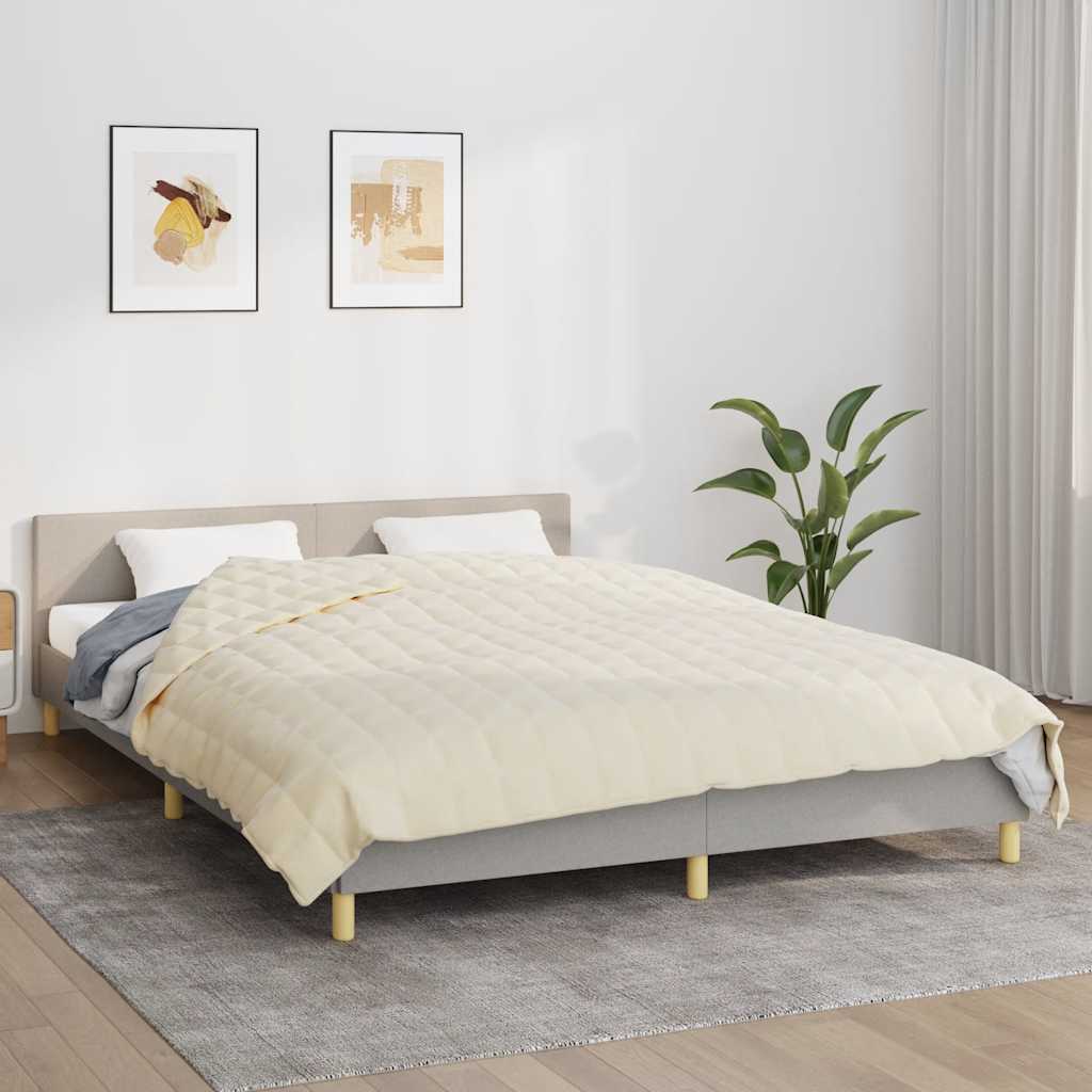 vidaXL Záťažová prikrývka bledokrémová 200x200 cm 9 kg látka