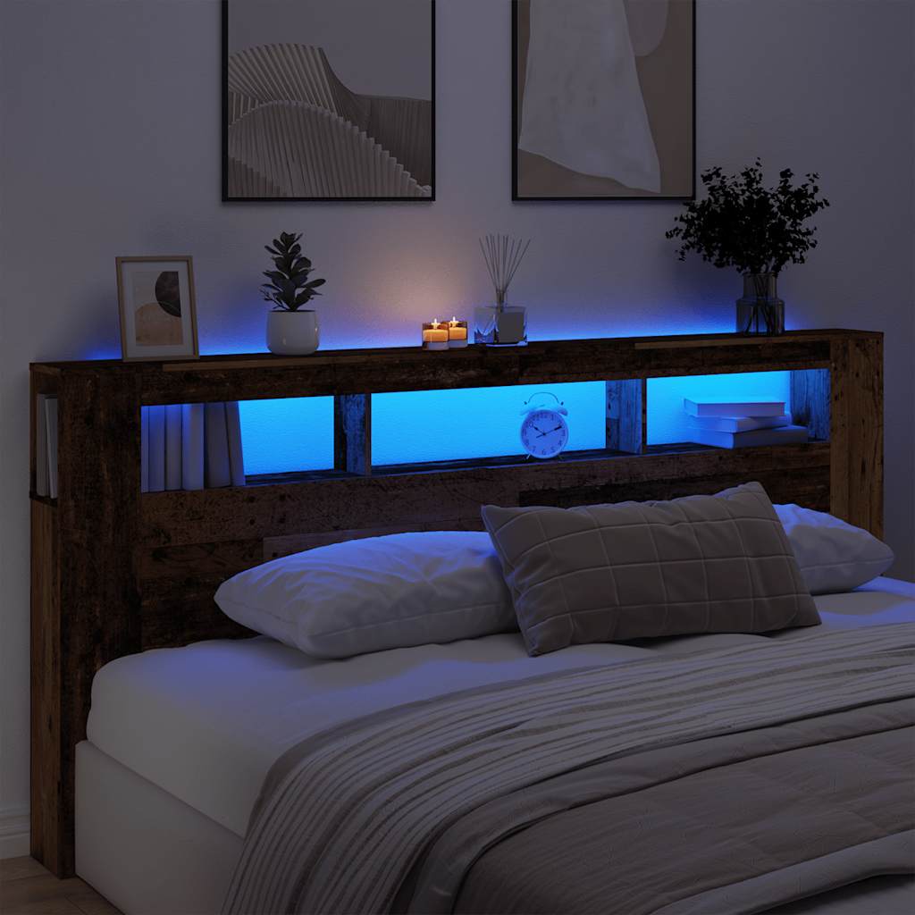 vidaXL Čelo s LED staré drevo 220x18,5x103,5 cm kompozitné drevo
