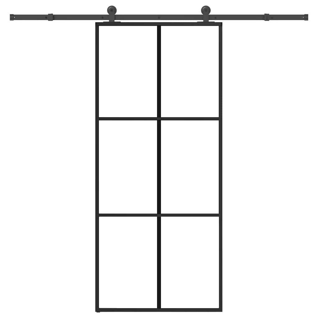 vidaXL Posuvné dvere s kovaním ESG sklo a hliník 90x205 cm