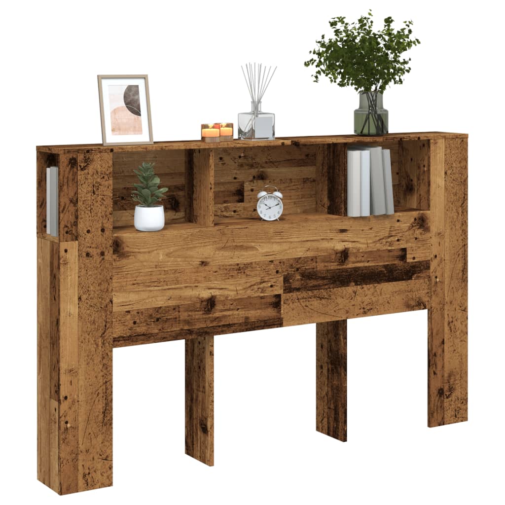 vidaXL Čelo postele skrinkou staré drevo 160x18,5x103,5 cm komp. drevo