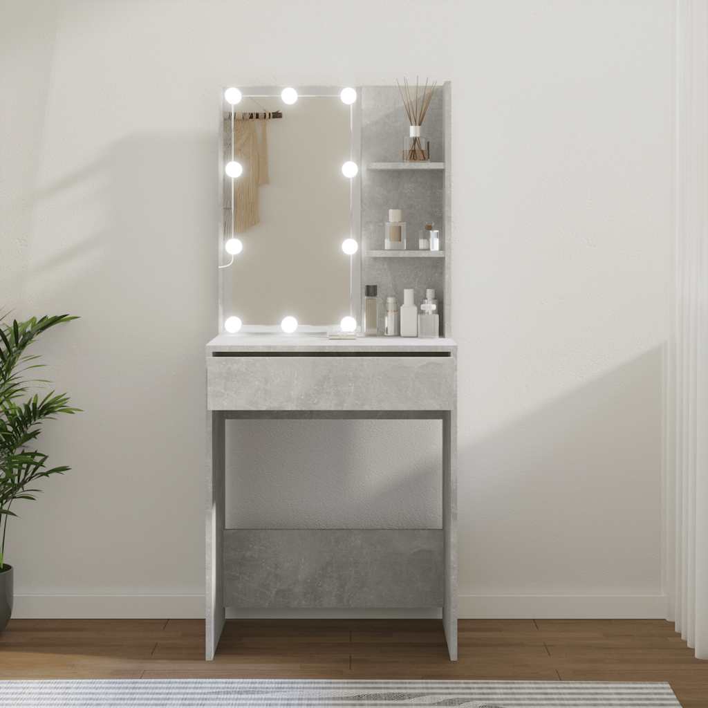 vidaXL Toaletný stolík s LED betónovo sivý 60x40x140 cm