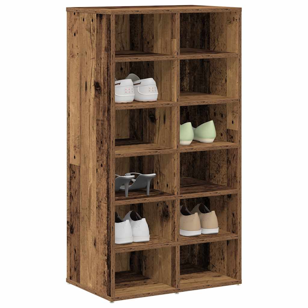 vidaXL Regál na topánky, staré drevo 54x34x100,5 cm, kompozitné drevo