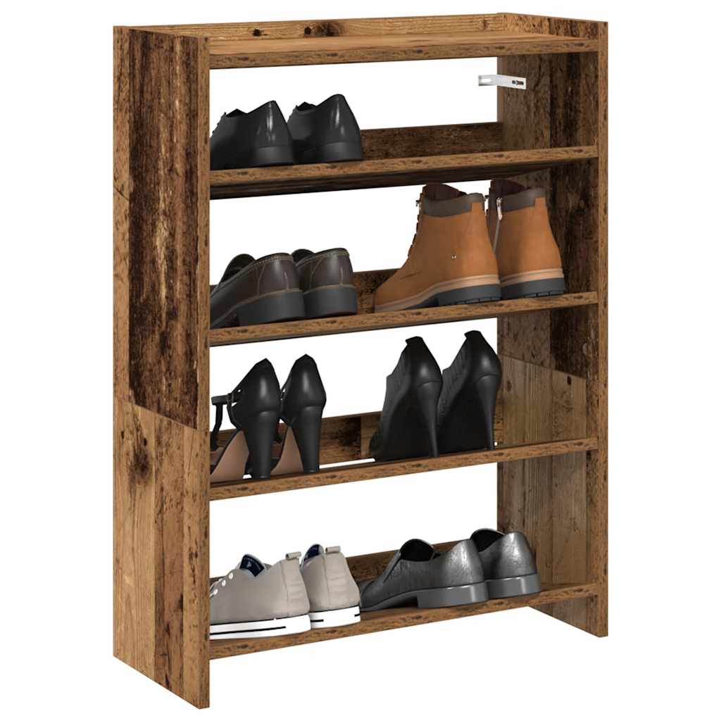 vidaXL Regál na topánky staré drevo 60x25x81 cm spracované drevo