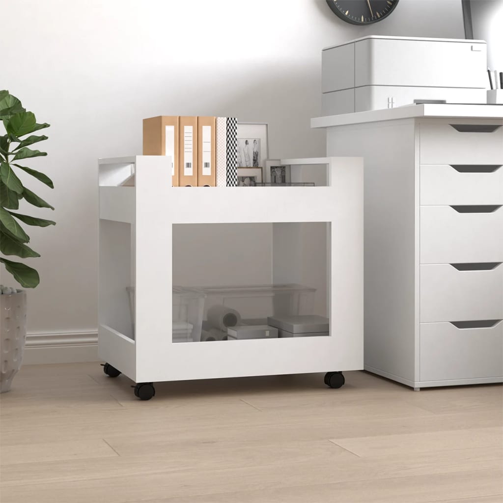 vidaXL Stolový vozík biely 60x45x60 cm Upravené drevo
