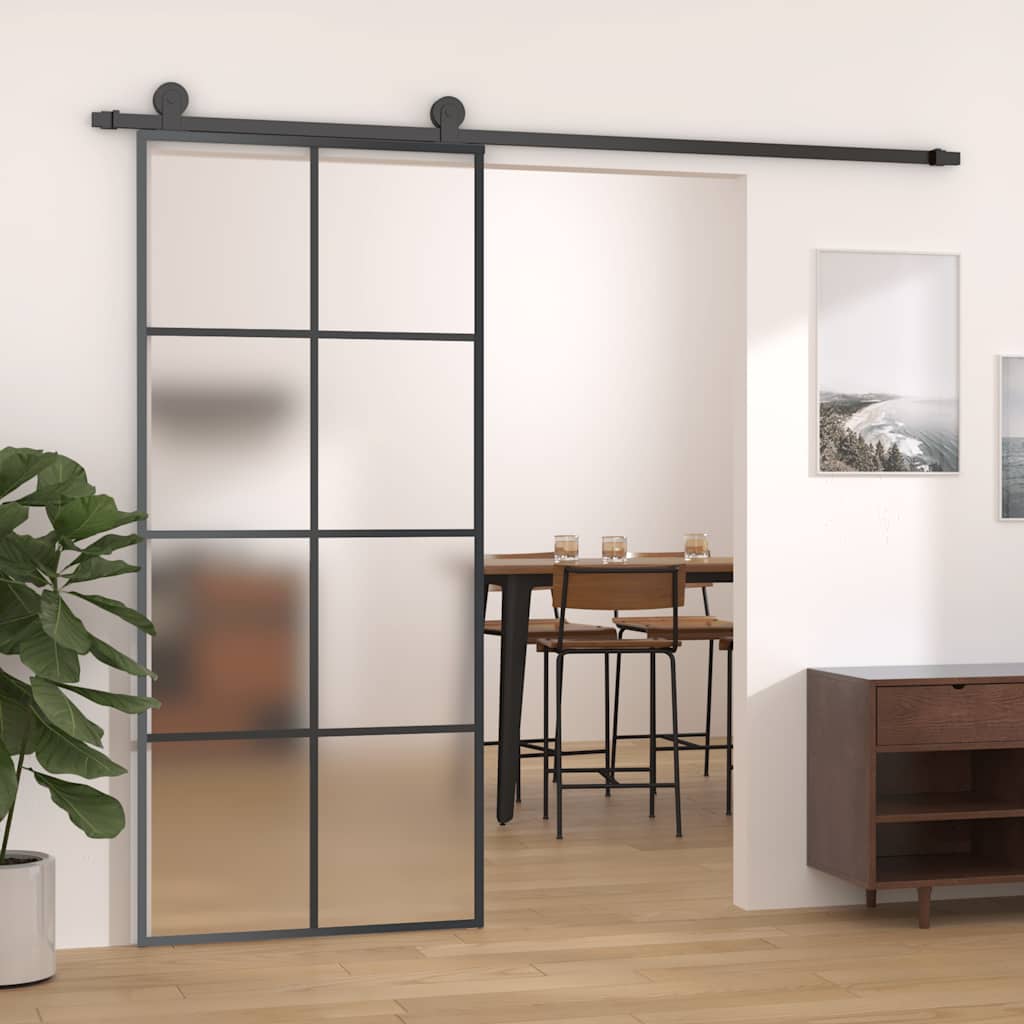 vidaXL Posuvné dvere s kovaním ESG sklo a hliník 90x205 cm