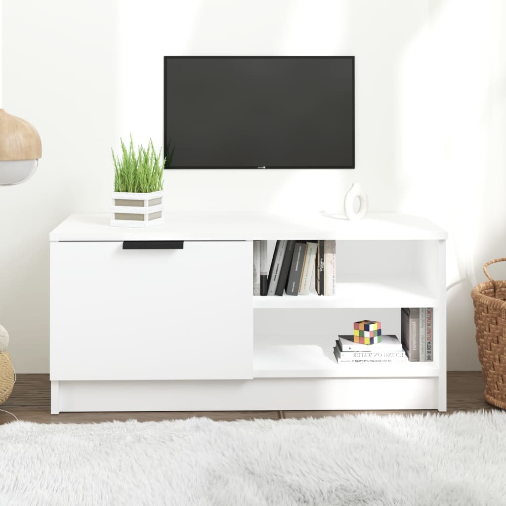 vidaXL TV stolík biely 80x35x36,5 cm spracované drevo