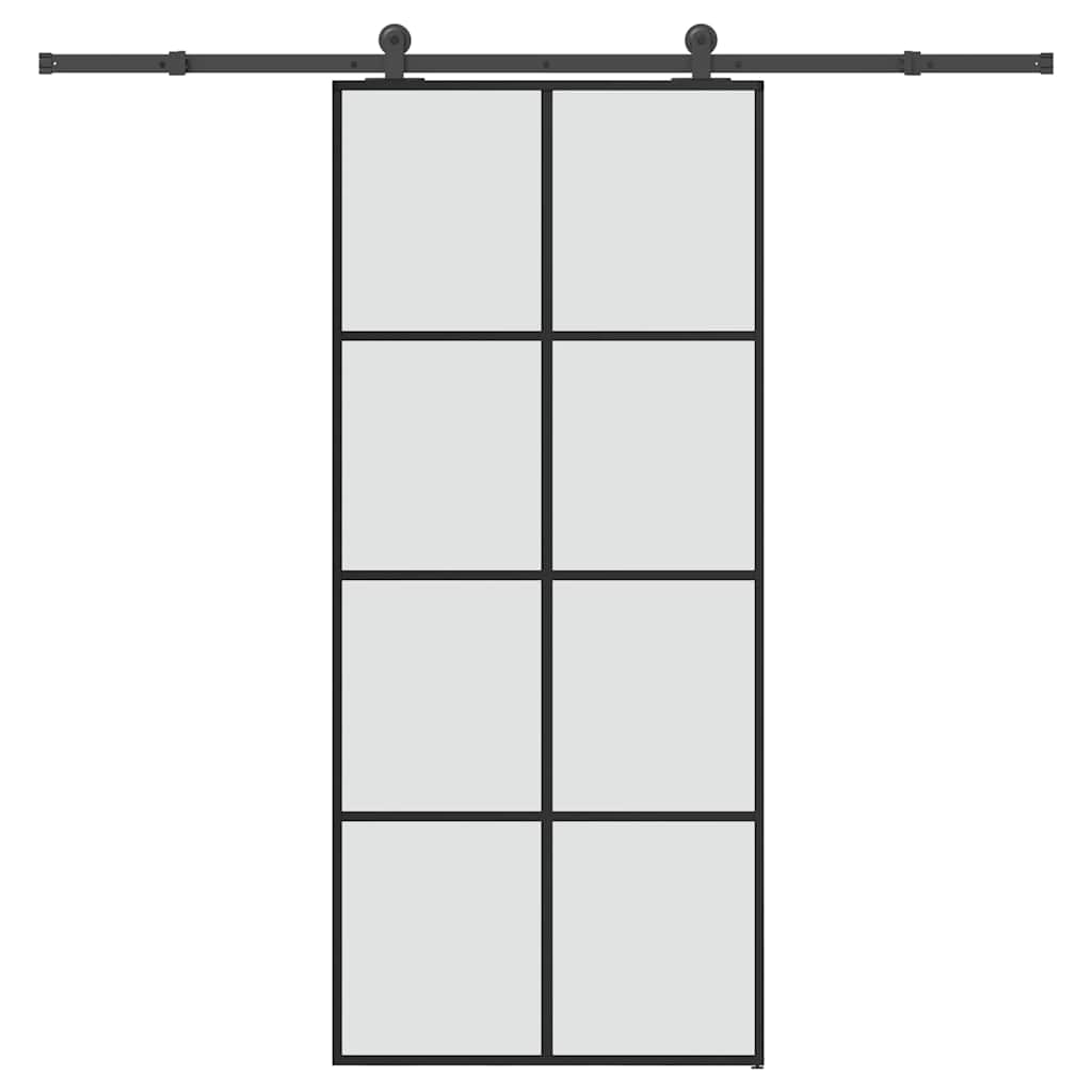 vidaXL Posuvné dvere s kovaním ESG sklo a hliník 90x205 cm