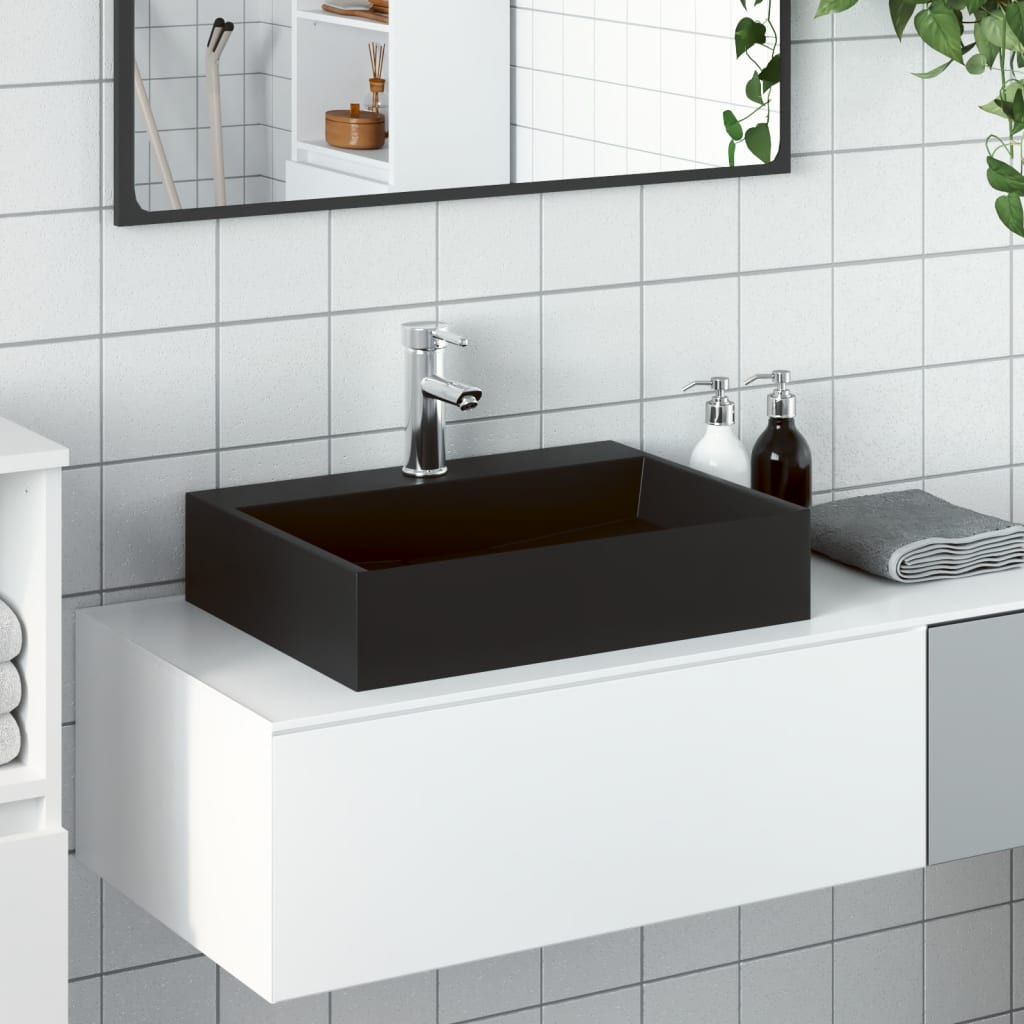 vidaXL Umývadlo minerálny/mramorový odliatok 50x38x11cm matné čierne