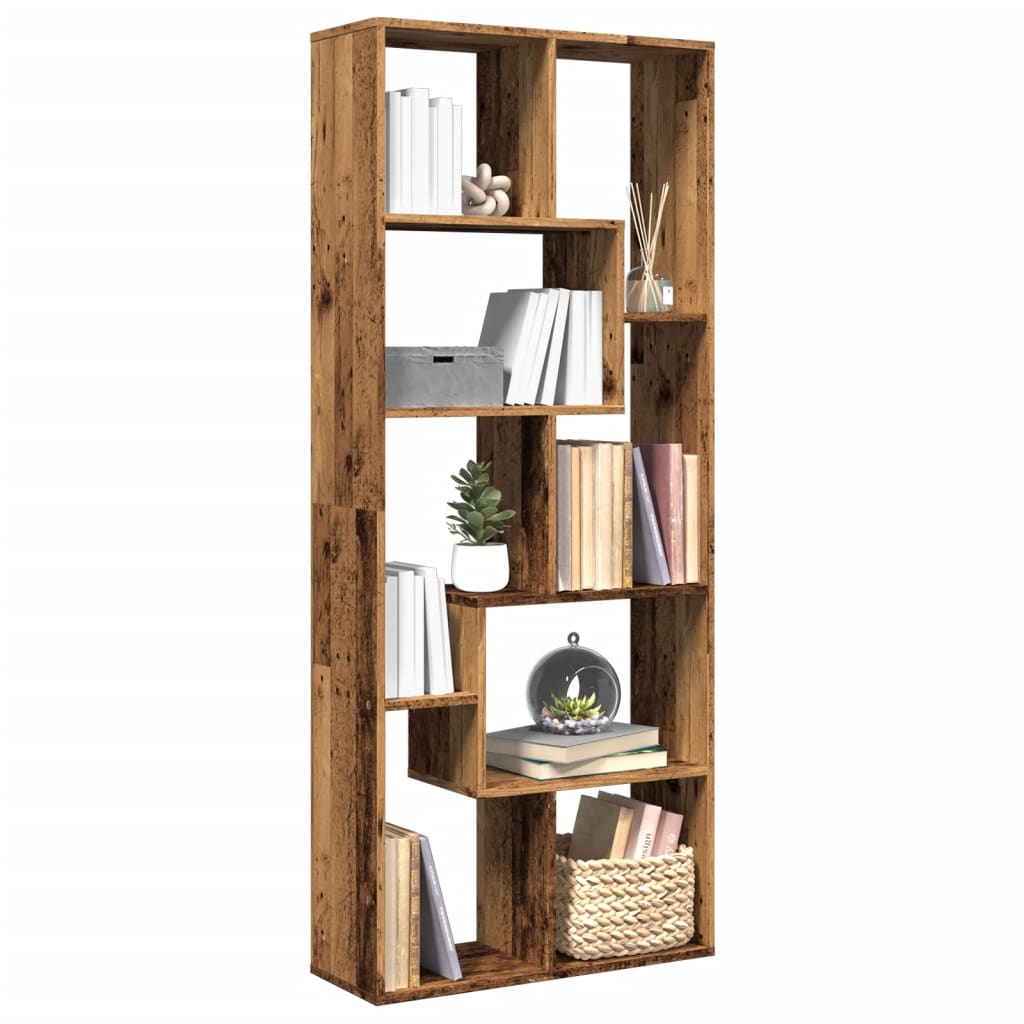 vidaXL Rozdeľovacia knižnica staré drevo 67x25x161,5 cm kompoz. drevo