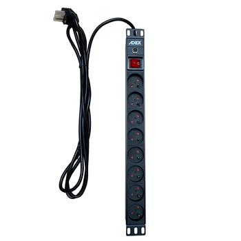 Adex rozvodný panel 8x 230V, 3m, spínač, přepěťová ochrana ADRF1008WKPGZB19A