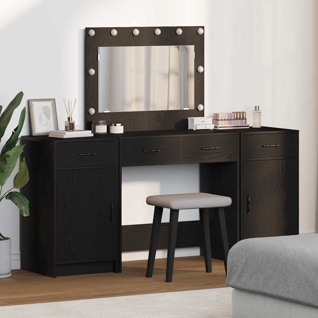 vidaXL Toaletný stolík 3 ks Čierna 78,5 x 41 x 135 cm Kompozitné drevo