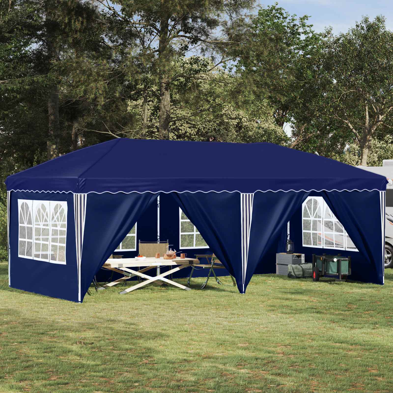 vidaXL Prístrešok na párty 575 x 288 x 245 cm Modrá