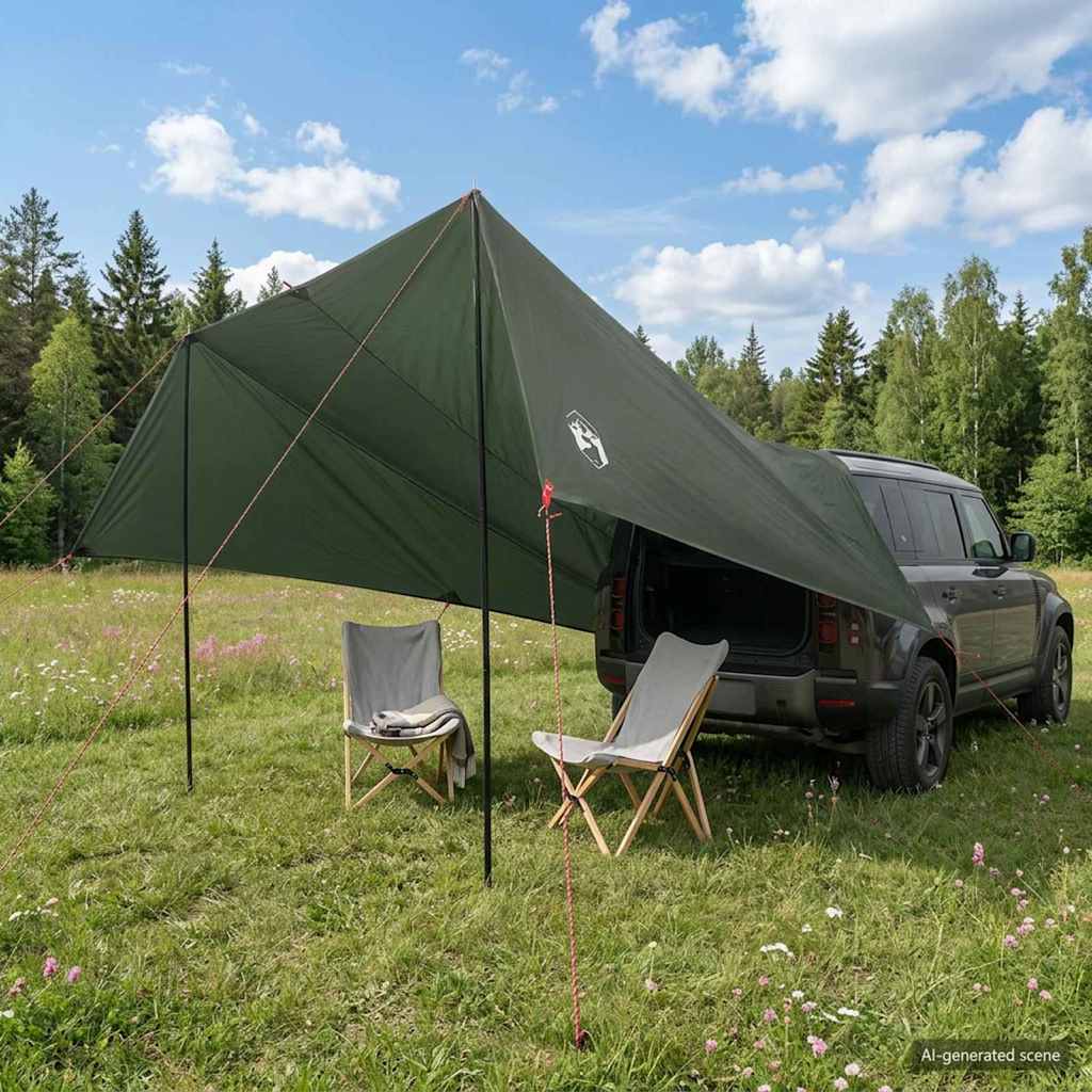 vidaXL Prístrešok na vozidlo Armádna zelená 518 x 580 x 215 cm