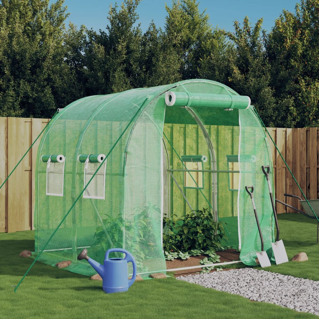 vidaXL Fóliovník s oceľovým rámom zelený 4 m² 2x2x2 m