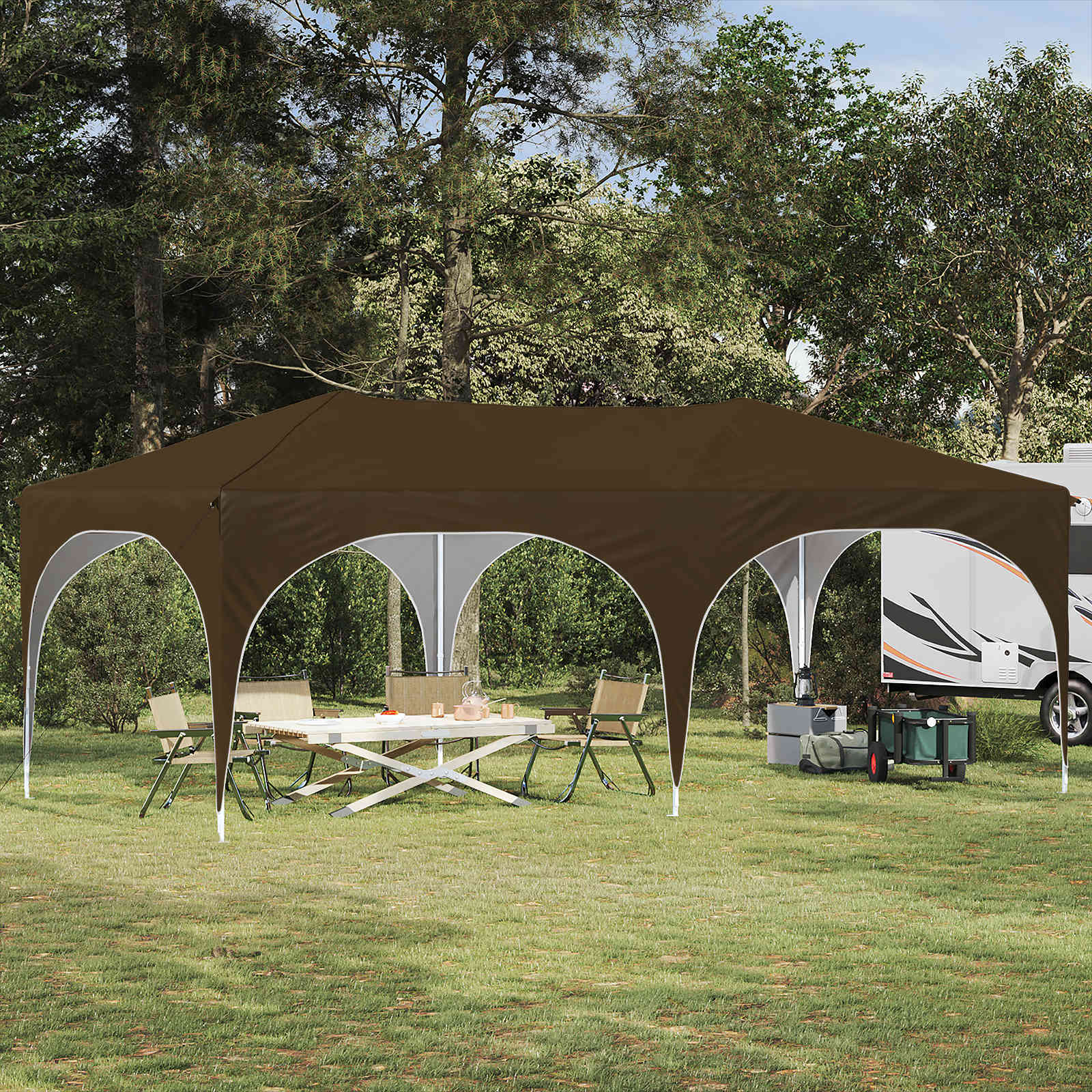 vidaXL Prístrešok na párty 575 x 288 x 245 cm Sivohnedá