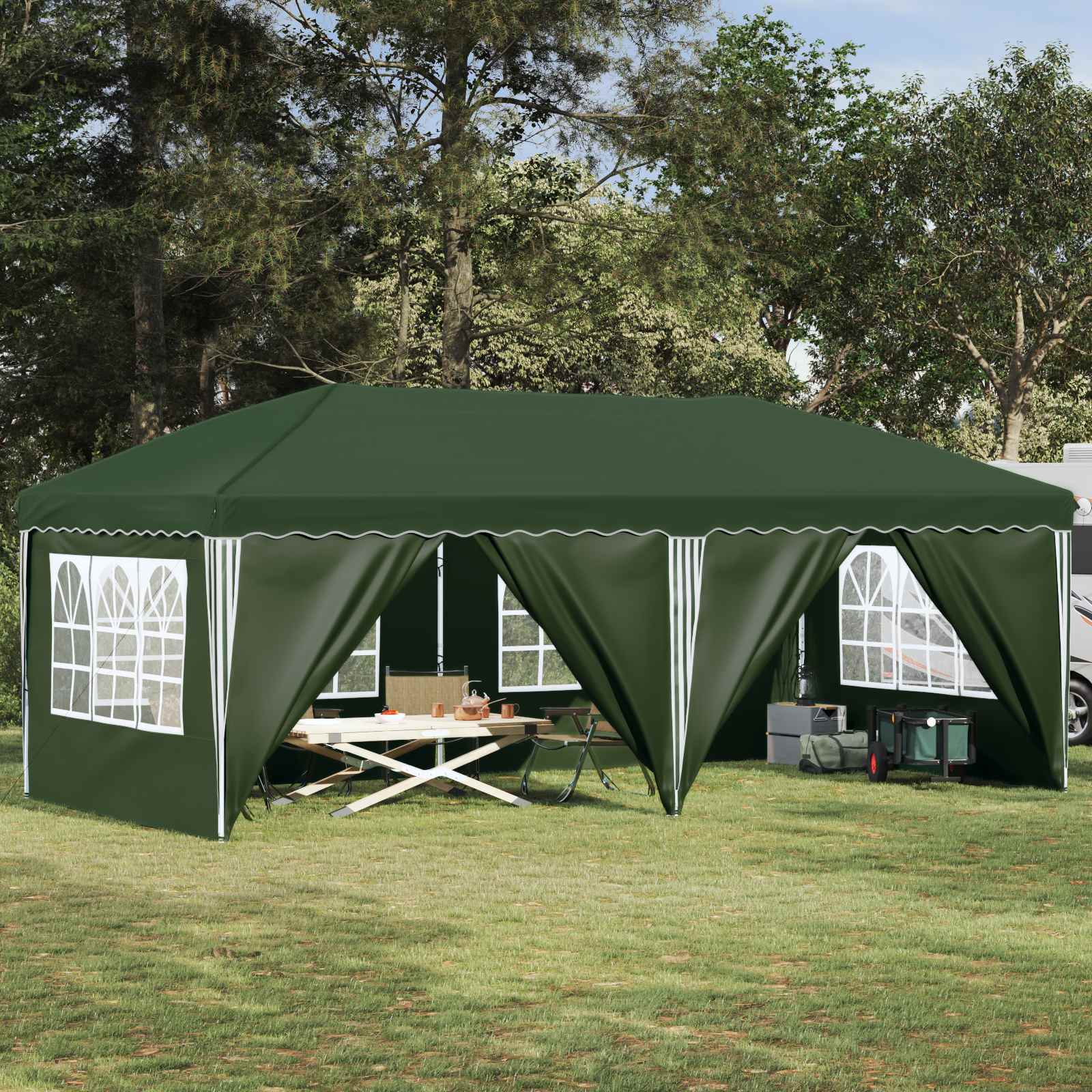 vidaXL Prístrešok na párty 575 x 288 x 245 cm Zelená