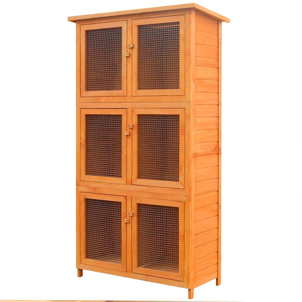 vidaXL Zvieracia klietka/králikáreň so 6 kotercami, drevená