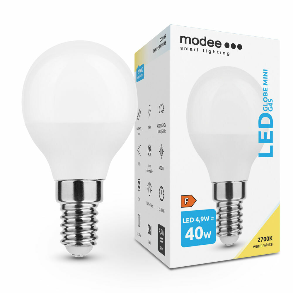 Modee Smart Lighting LED Globe Mini G45 4,9W E14 470 lm, teplá biela (ML-G452700K4,9WE14) T00052414