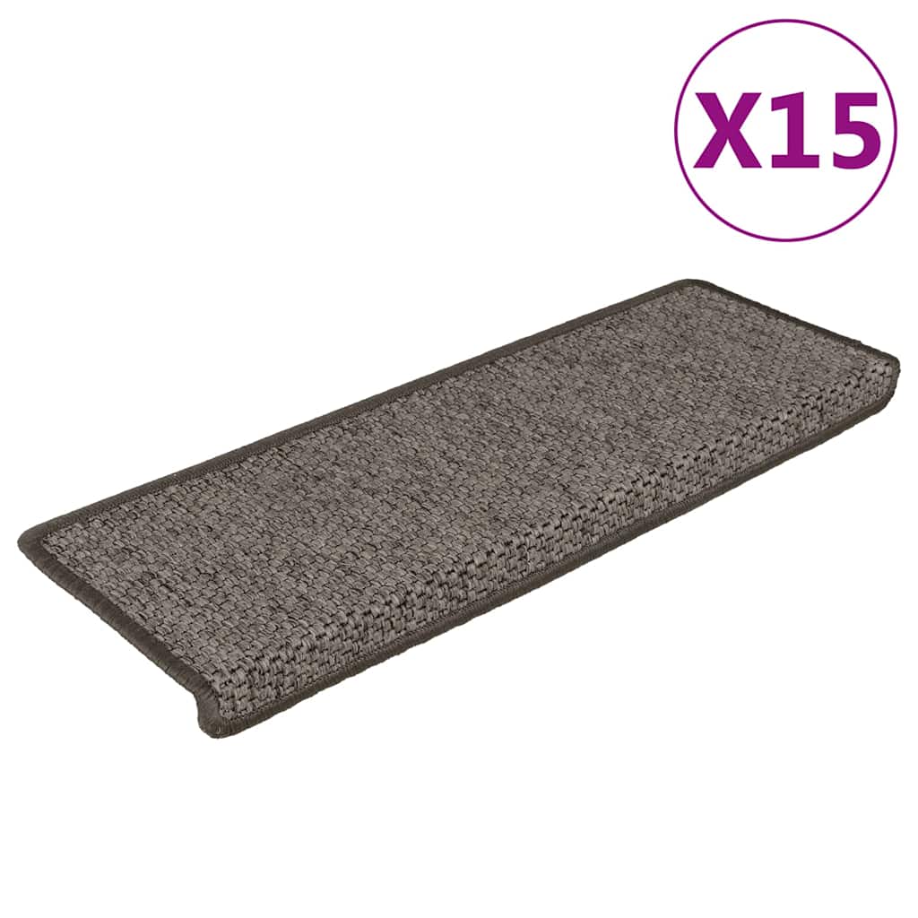 vidaXL Nášľapy na schody vzhľad sisal 15 ks 65x21x4 cm sivé a béžové