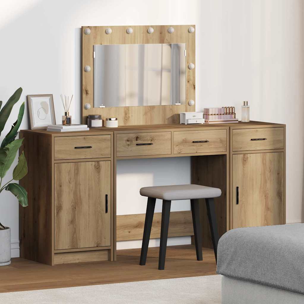 vidaXL Toaletný stolík 3 ks Hnedá 78,5 x 41 x 135 cm Kompozitné drevo