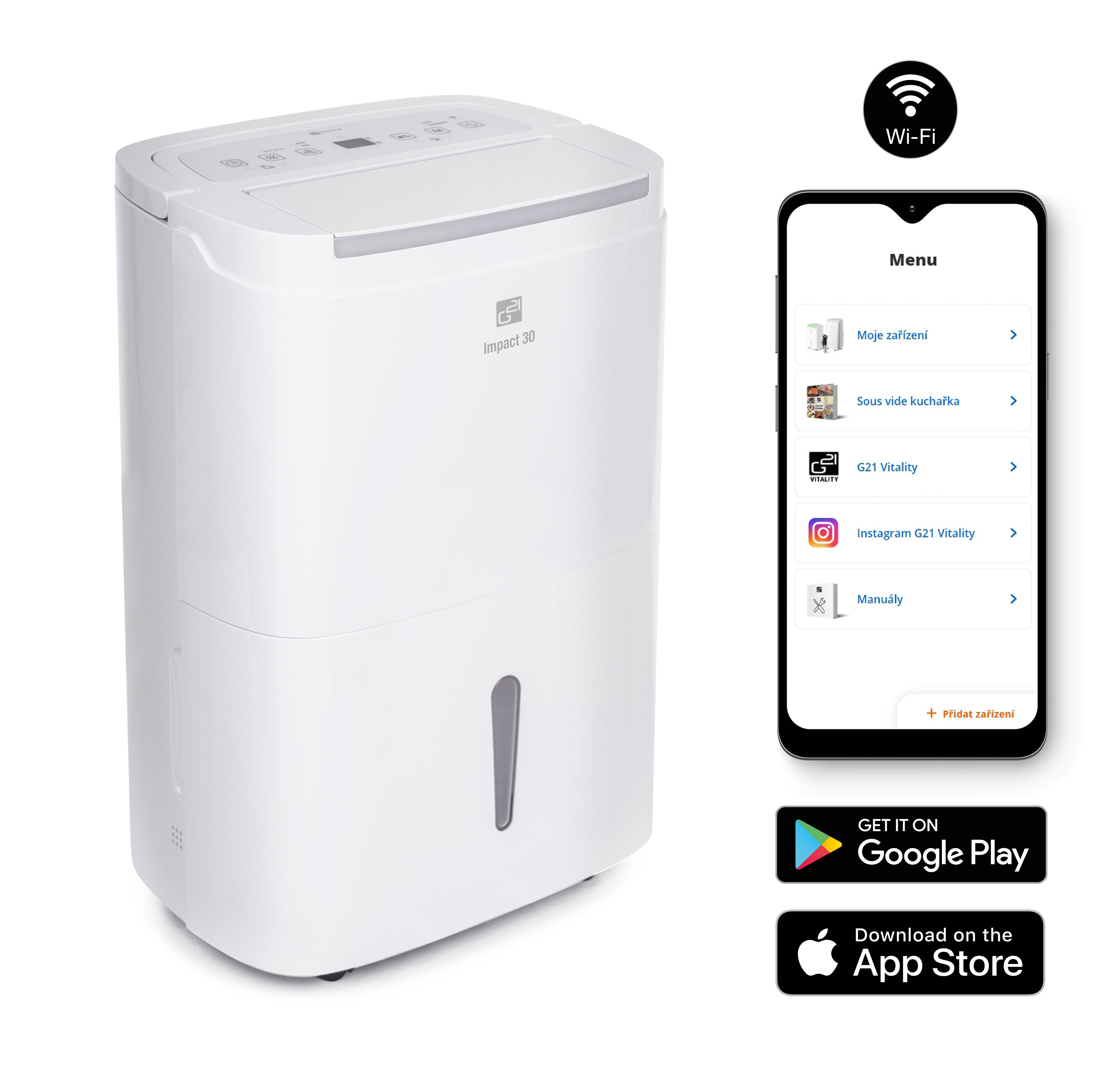 Odvlhčovač G21 Impact 30, kapacita 30l/24h, WiFi G21IMP30