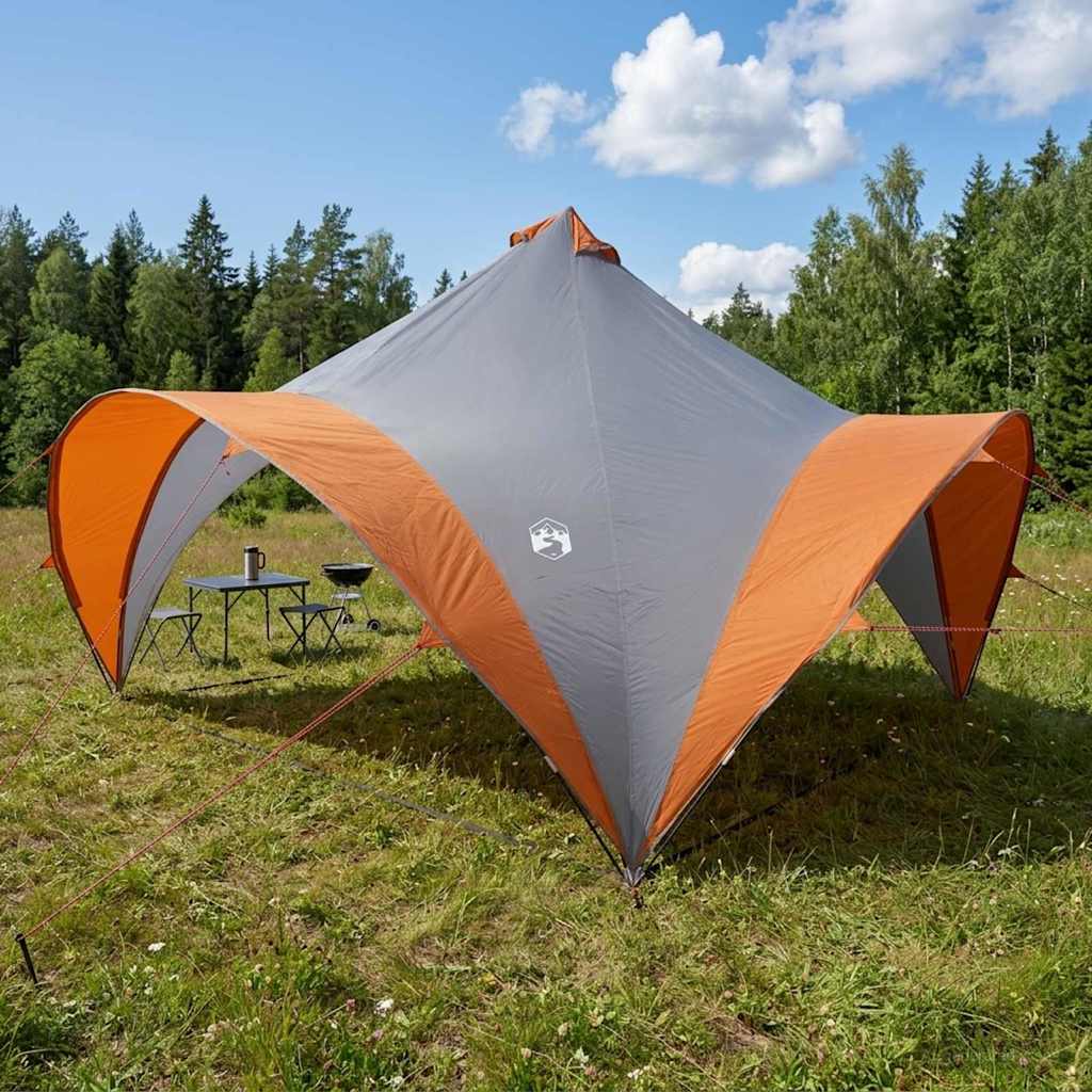 vidaXL Párty stan Šedá a oranžová 400 x 400 x 322 cm Polyester a oceľ