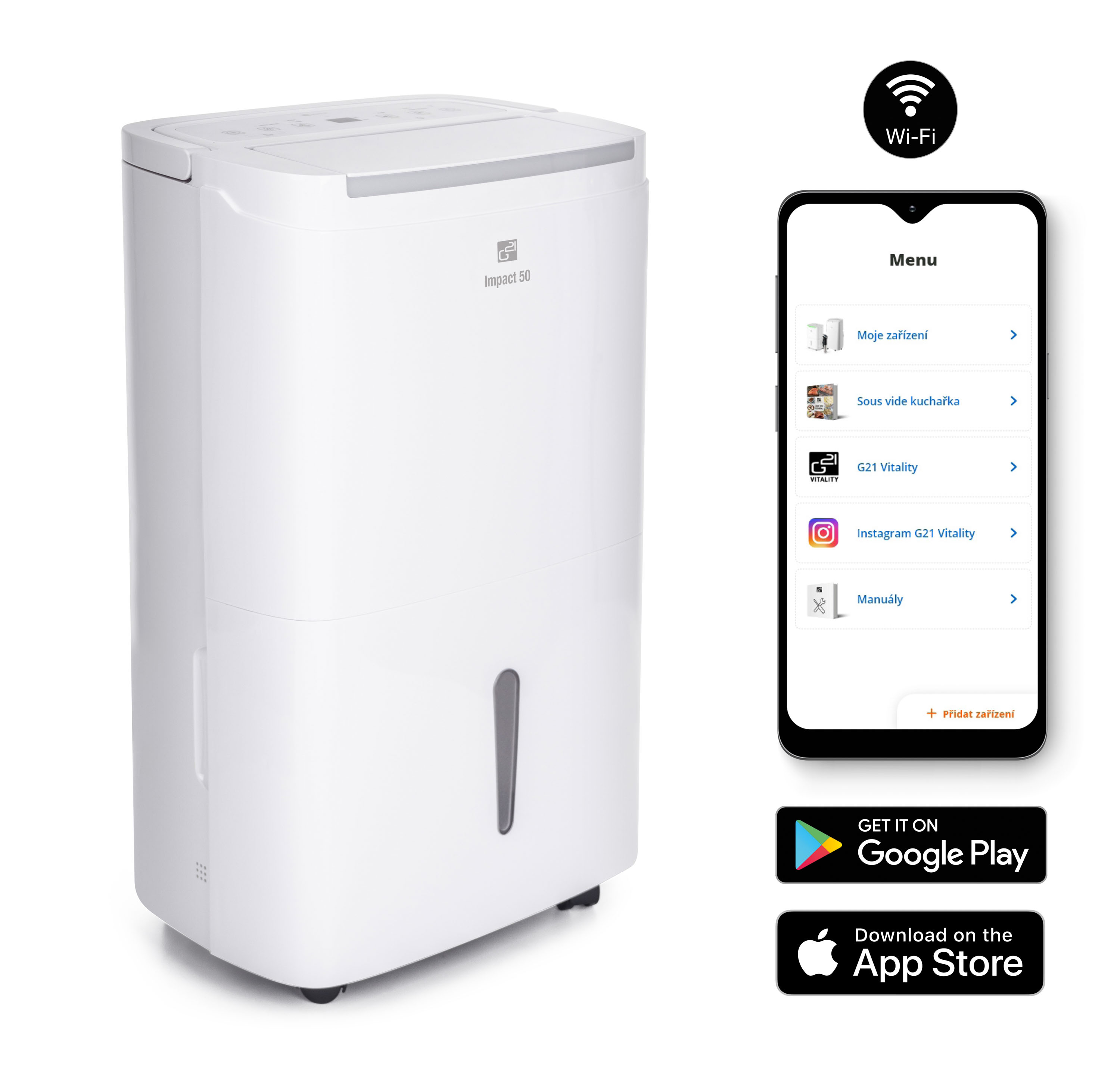 Odvlhčovač G21 Impact 50, kapacita 50l/24h, WiFi G21IMP50