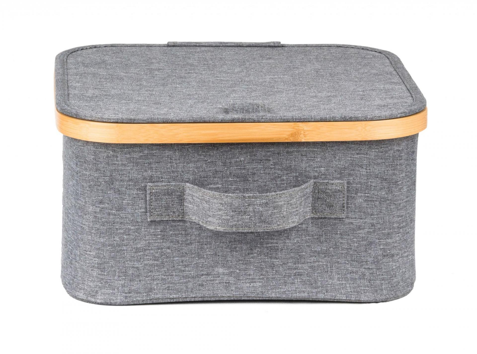 Úložný box G21 30 x 30 x 15 cm, bambusový s vekom, sivý UBG21BAM005G