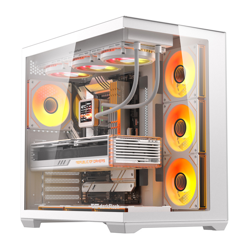 Počítačová skriňa DarkFlash C280 (biela) + 7 ventilátorov C280 WHT +7F