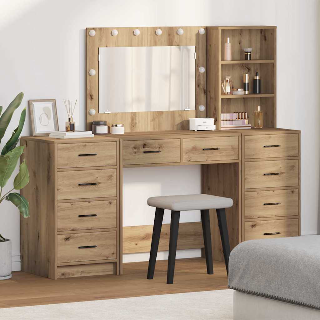 vidaXL Toaletný stolík 3 ks Remeselný dub 78,5 x 41 x 135 cm