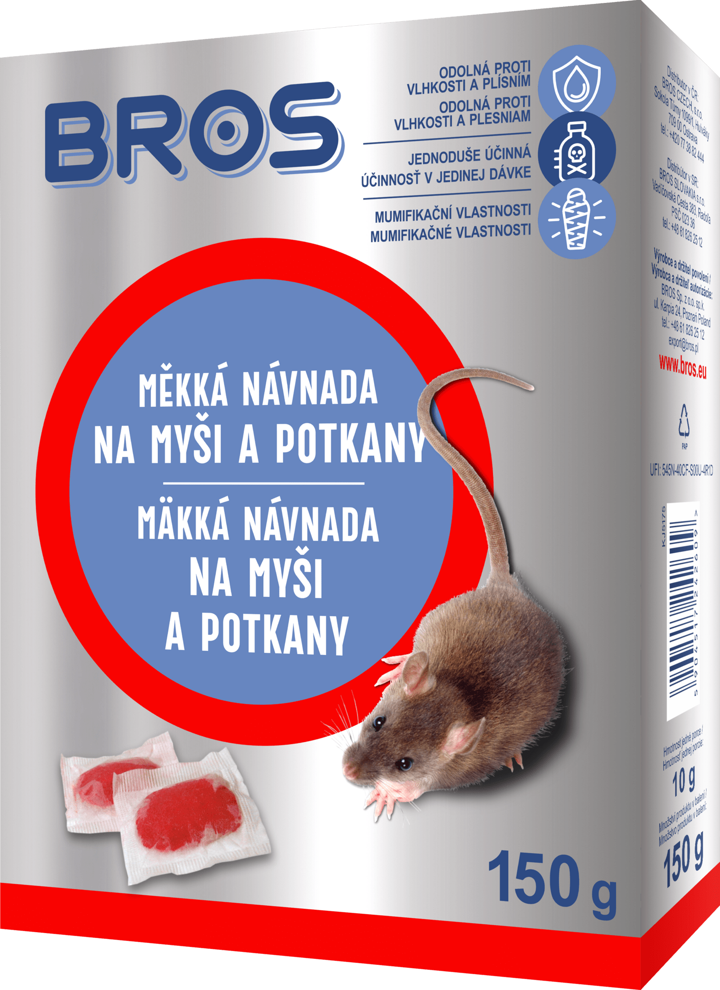 04260 Bros Mäkká návnada na myši a potkany 150 g T00037792