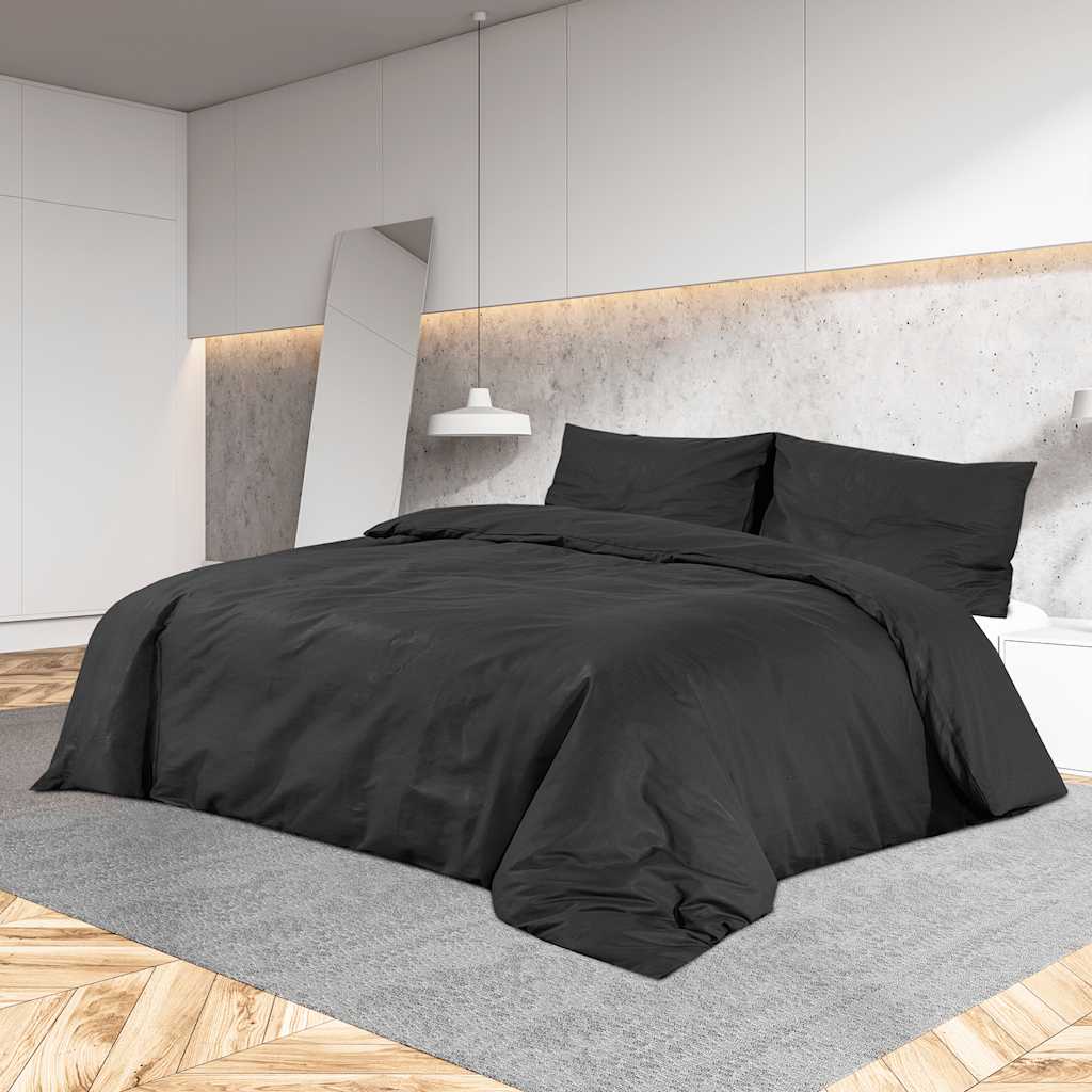 vidaXL Súprava obliečok na paplón čierna 140x200 cm bavlna
