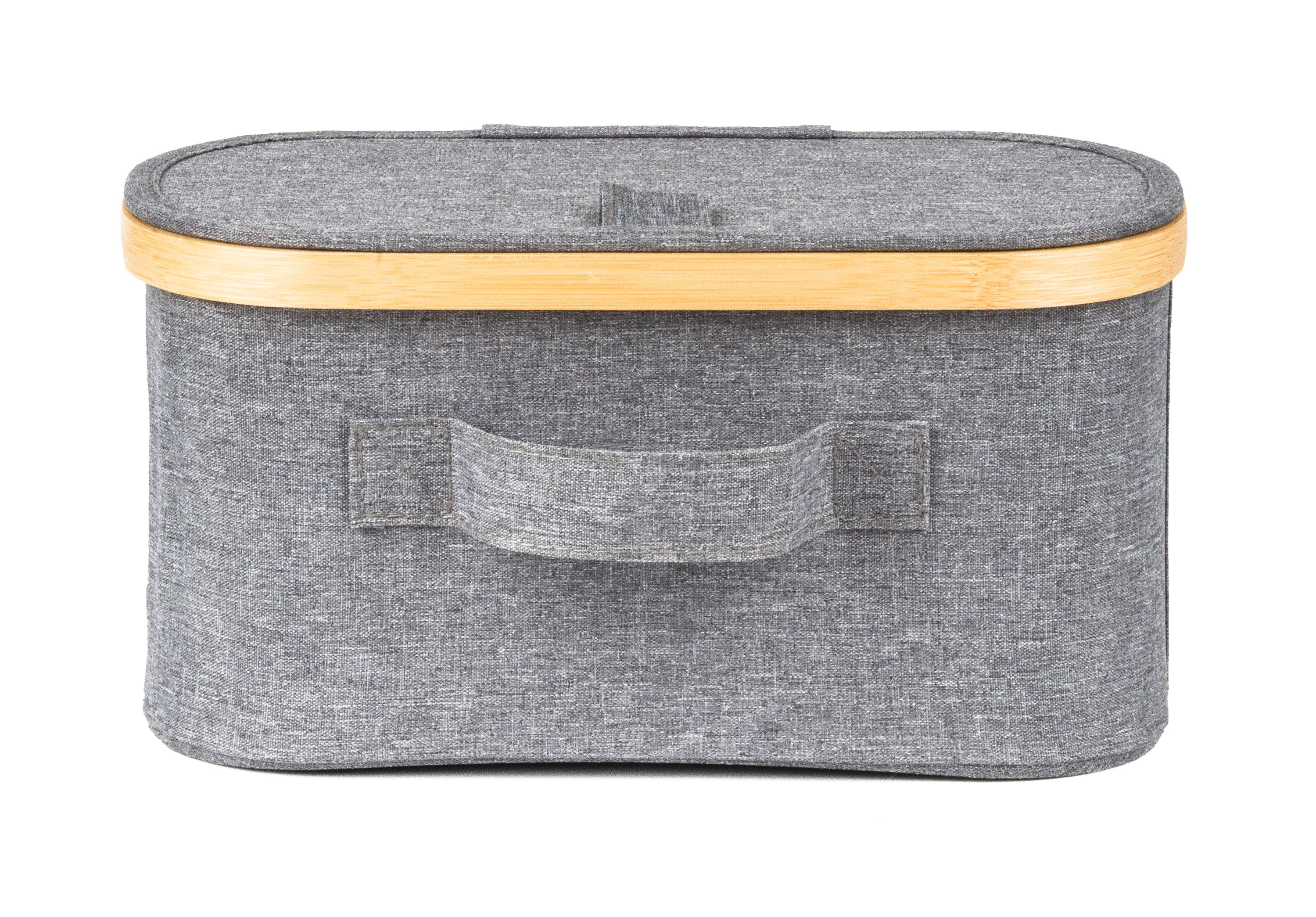 Úložný box G21 30 x 15 x 15 cm, bambusový s vekom, sivý UBG21BAM004G