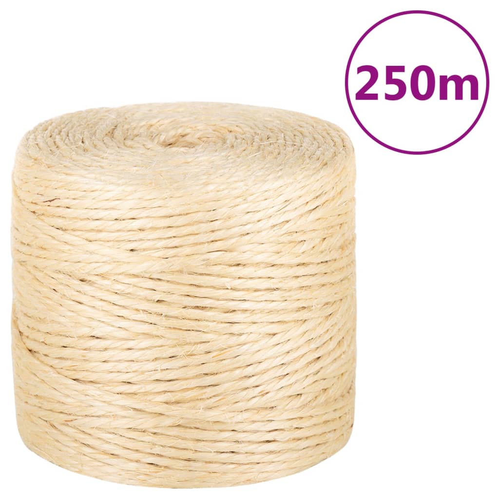 vidaXL Lano 100% sisal 8 mm 250 m