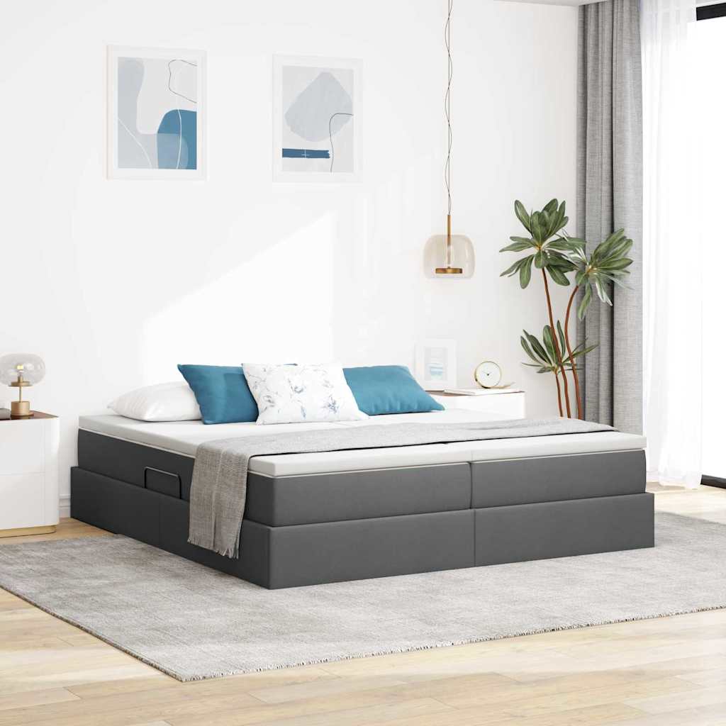 vidaXL Postel s úložným prostorem a matrací Tmavo šedá 180 x 200 cm