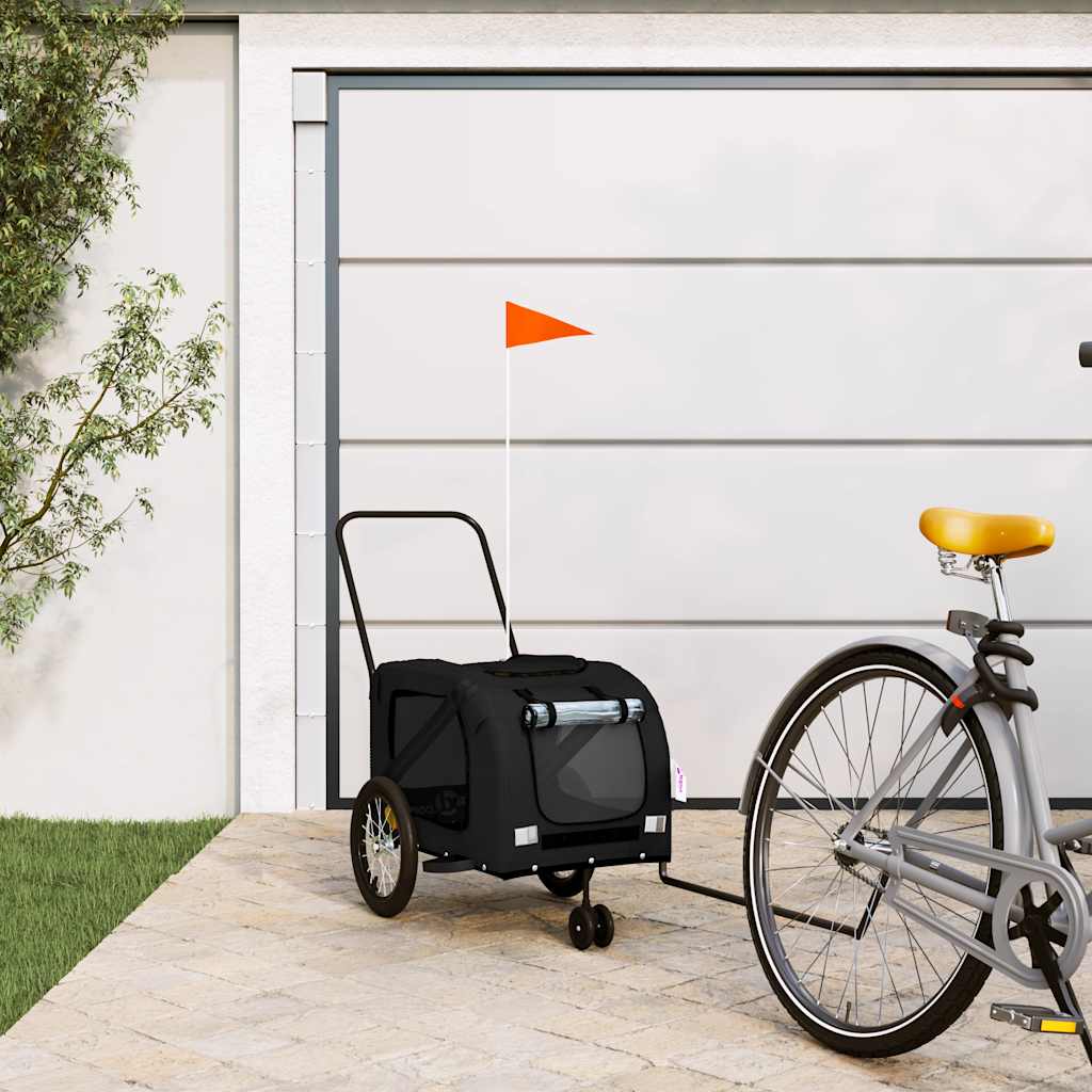 vidaXL Príves na bicykel pre domáce zvieratá, čierny, oxfordská látka a železo