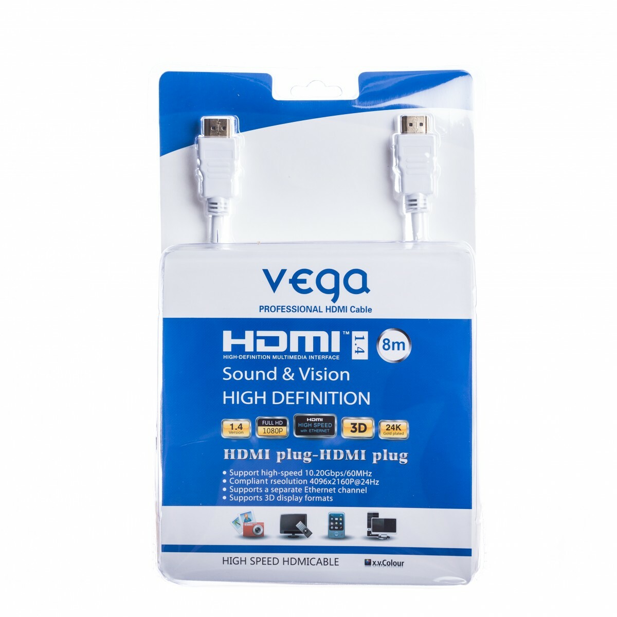 AA-1069 Vega HDMI kábel 8m biely T00000164