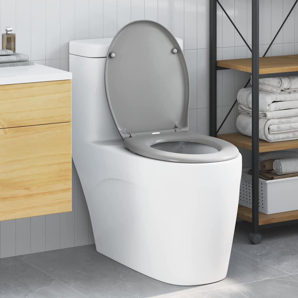 vidaXL WC sedadlo Sivá 47 x 37 x 4 cm Duroplast