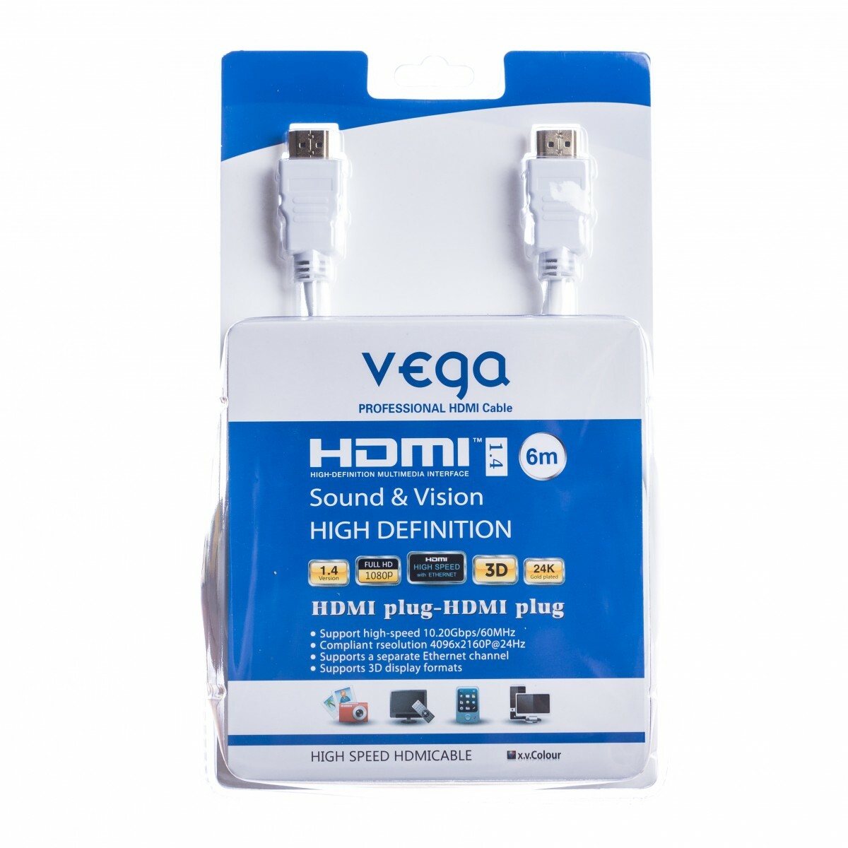 Vega HDMI kábel 10.2Gb/s 6m biely AA-1067 T00000162