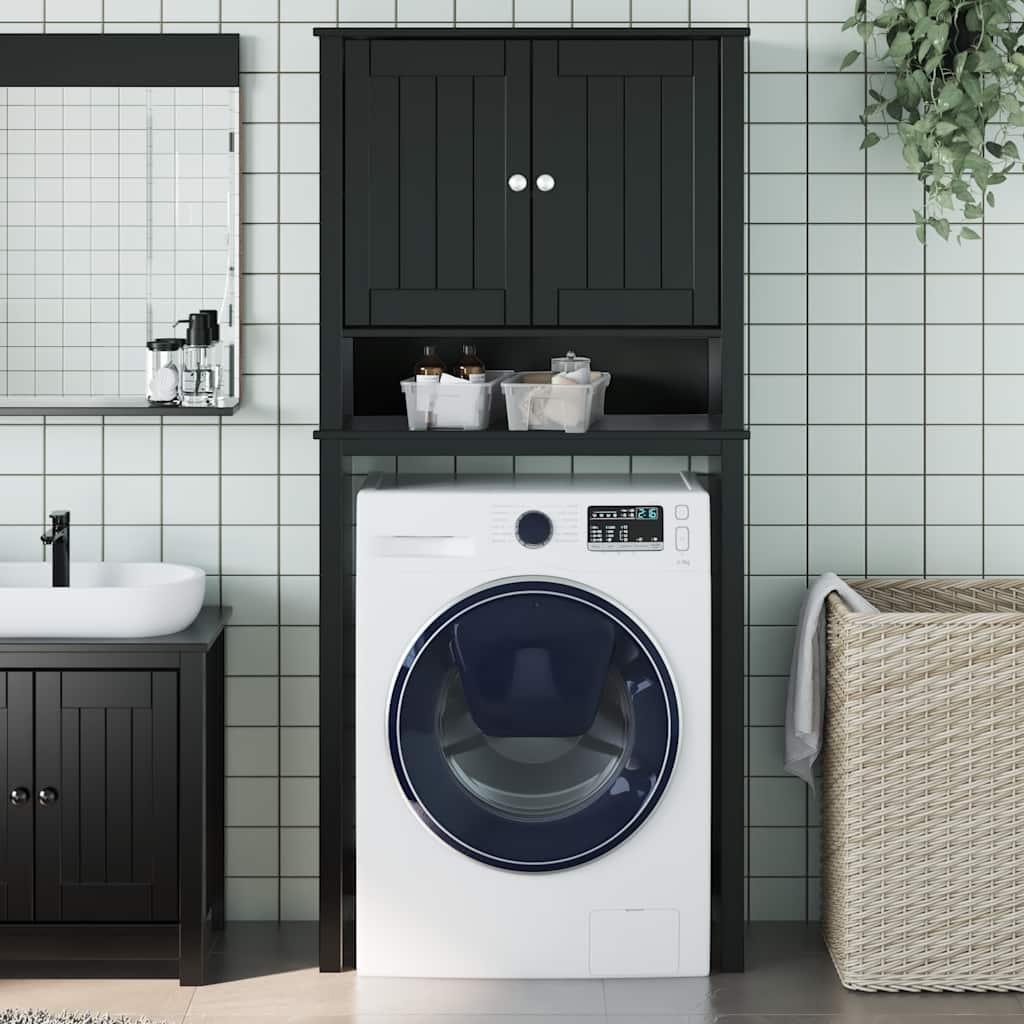 vidaXL Skrinka na práčku BERG čierna 76x27x164,5 cm masívne drevo